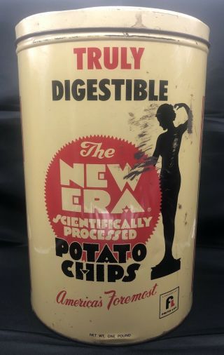 Rare Vintage Frito Lay Era Potato Chip Tin Can - Health Food