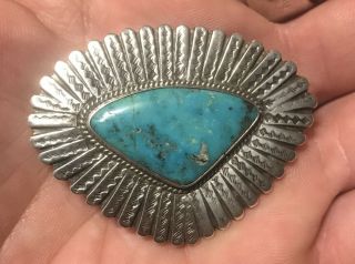 Vintage Old Pawn Navajo Slab Turquoise Sterling Pendant Unsigned No Marking Rare