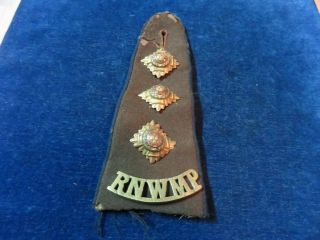 Rare Orig Officers Epaulette " Rnwmp " With 3 Pips Royal North West Mounted Police