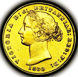 Rare 1860 Queen Victoria Australia Sydney Gold Sovereign Coin