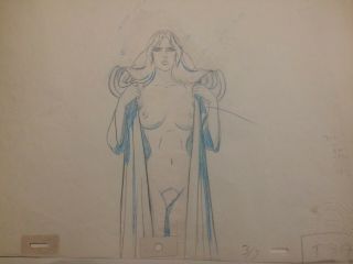 Heavy Metal - Animation Production Cel of Taarna nude with drawing - Rare 3