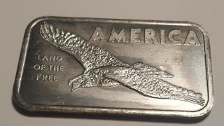 Rare Vintage 1 Oz.  Silver Art Bar: America Land Of The Eagle.