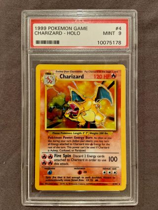Psa 9 Charizard 1999 Pokemon Game Base Set Holo 4/102 Rare