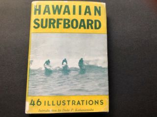 Rare Vintage " Hawaiian Surfboard " By Tom Blake Rare Blue Binding Surfing Surfer
