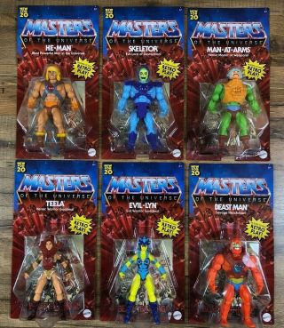 2020 Masters Of The Universe Origins Unpunched Complete Set Of 6 Figures He - Man