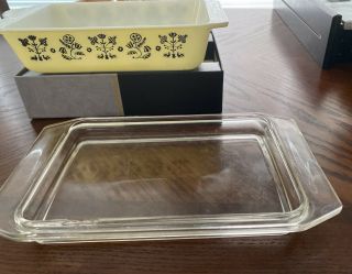 Rare 1957 Vintage Pyrex Promotional Yellow embroidery 2 Qt.  Casserole 575 3