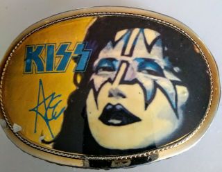 Kiss Pacifica Ace Frehley Prototype Gold Backgroind Solo Belt Buckle 1978 Rare