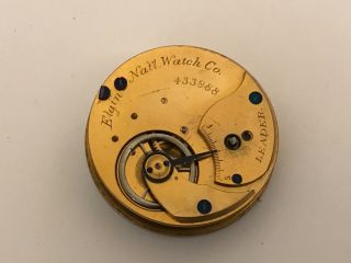 Rare 1960s Civil War Era Elgin Leader Key Wind 18s 7j Pocket Watch Movement Runs