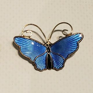 Rare David Andersen Norway Sterling Silver Enamel Butterfly Pin Brooch