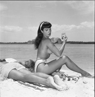 Rare Never Seen Bettie Page 1954 Camera Negative Bunny Yeager Beach Tan