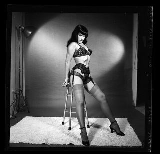 RARE Bettie Page 1954 Camera Negative Bunny Yeager Silk Stockings PinUp 2