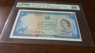 Rhodesia & Nyasaland 1958 5 Pounds £5 P22a Very Fine Pmg 30 Very Rare