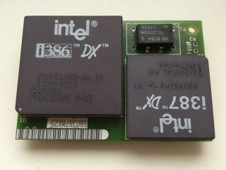 Intel A80386DX - 16,  387 FPU,  on very rare adapter SBC387MX25,  Vintage CPU,  GOLD 3