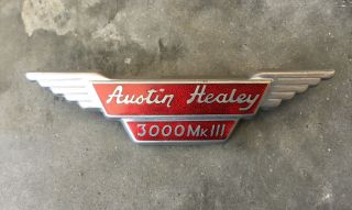 Rare Vintage 1966 Austin Healey 3000 Mk Iii Hood Car Ornament Emblem Decal