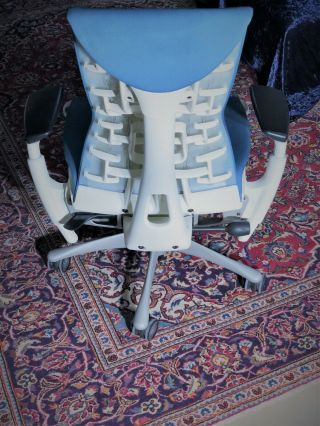 Herman Miller Embody Chair In Rare Berry Blue & White W/ Titanium Base