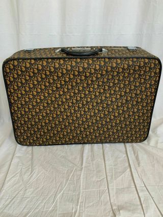 Christian Dior Rare Brown Black Vintage Monogram Large Suitcase Luggage