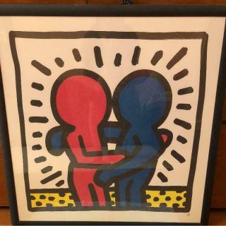 Keith Haring Poster With Frame Art Print Very Rare Collectible F/s Japan