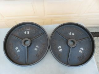 Rare Paramount Deep Dish 45lb Olympic Barbell Weight Plates Vintage 45 Lb Size