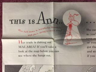 Rare Org Dr.  Seuss WW2 WWII Poster 1943 NewsMap THIS IS ANN SHE DRINKS BLOOD 3