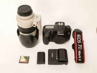 Rarely Canon 7d Mark Ii W/ 70 - 200mm 2.  8l Usm Lens,  Cf Card & Extra Battery