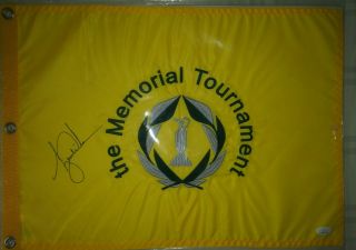 Pga Star Tiger Woods Autographed Signed Memorial Golf Flag Rare Jsa Certified