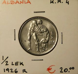 Albania - 1/2 Lek 1926 Bu Grade Very Rare In This Grade Awesome