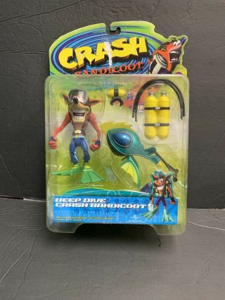 1999 Resaurus Crash Bandicoot Deep Dive Action Figure Rare Ps1 Ps2 Game Nib