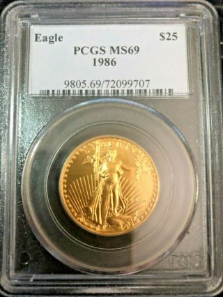 Rare 1986 1/2oz Us Gold American Eagle Pcgs Certified State 69