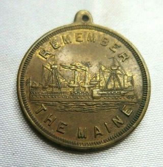 Rare Spanish American War Remember The Maine & Admiral Dewey Medal Spanam Usa