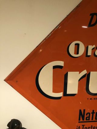 RARE Vintage HUGE 57” Drink Orange Crush Embossed Tin Sign Local 2
