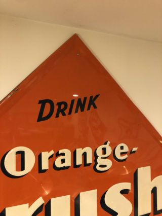 RARE Vintage HUGE 57” Drink Orange Crush Embossed Tin Sign Local 3