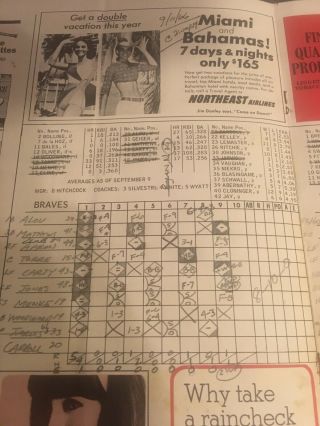 Rare NY Mets Braves 9 - 11 - 1966 Program Nolan Ryan MLB Debut (No Ticket) 3