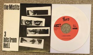 The Misfits 3 Hits From Hell Mega Rare Usa White Vinyl 7 " Ps Punk