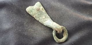 Very Rare Roman Bronze Small Side Arm Belt Hanger, .  L68u