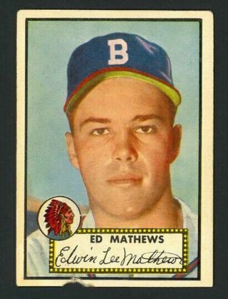 1952 Topps Eddie Mathews 407 - Rc - Rare Hi - Boston Braves - Vg - Ex