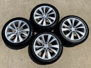 19” Tesla Model S Cyclone Wheels Rims Tires Tpms Sensors Oem Silver Rare Style