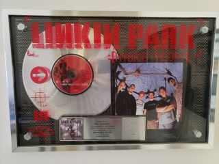 Linkin Park Riaa Award: Hybrid Theory Platinum Sales Award.  Rare,  Unique