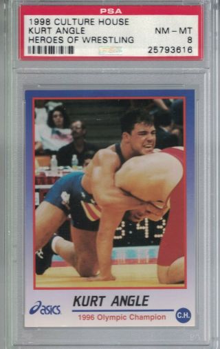 Rare 1998 Heroes Of Wrestling Kurt Angle Olympic Rookie Card Psa 8 Pop 1