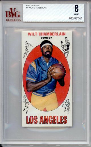 1969 - 70 Topps 1 Wilt Chamberlain La Lakers Hof Rare Basketball Card Nm - Mt Bvg 8