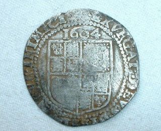 Rare Stuart Britain 1604 James I - Hammered Silver Sixpence Mm Nr