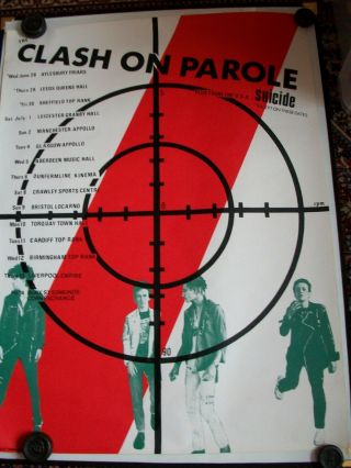 The Clash / Suicide On Parole U.  K.  Tour Poster Rare Punk Vintage Unfolded Cool