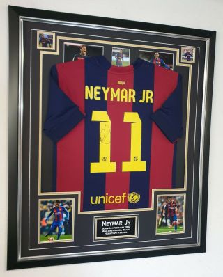 Rare Neymar Jr Signed Shirt Autograph Jersey Display Aftal Dealer