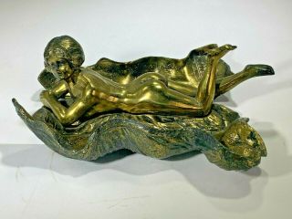 Antique Rare Bronze Bathing Nude Figure After Bruno Zach Metamorphic Box Germany