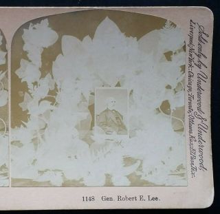 Rare 1884 General Robert E.  Lee (civil War) Memorial Floral Underwood Stereoview
