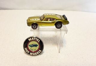 Rare Hot Wheels Redline 1970 Olds 442  W/ Metal Button Usa