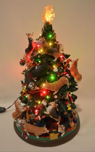 Danbury Corgi Dog Christmas Tree Lighted Figurine Retired Rare