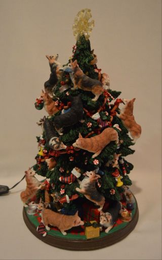 Danbury Corgi Dog Christmas Tree Lighted Figurine Retired RARE 2