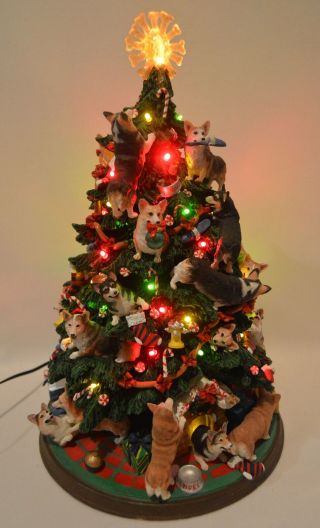 Danbury Corgi Dog Christmas Tree Lighted Figurine Retired RARE 3