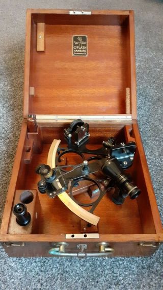 C Plath Sextant 14078 - Authentic Rare Antique Sextant In Wooden Box