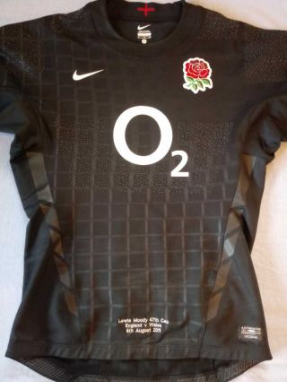 England Match Worn.  Rare All Black.  Lewis Moody Rugby Shirt/jersey/maillot/porte